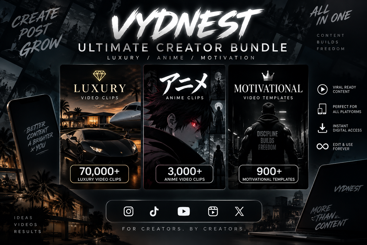 Ultimate Creator Bundle – Luxury, Anime & Motivational Content Pack